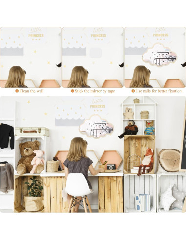 Espejo Nube de Madera FOMIYES 38.1x24.9 cm Antideslizante