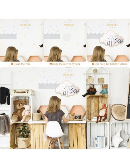 Espejo Nube de Madera FOMIYES 38.1x24.9 cm Antideslizante