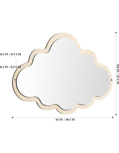 Espejo Nube de Madera FOMIYES 38.1x24.9 cm Antideslizante