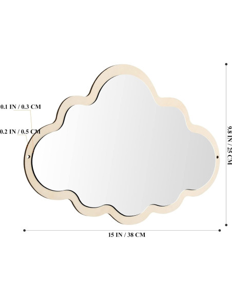 Espejo Nube de Madera FOMIYES 38.1x24.9 cm Antideslizante