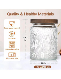 Tarro de Almacenamiento de Vidrio Hermético Yiluokuang 680ml - Juego de 6 2