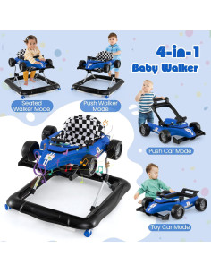 Andador HONEY JOY 4 en 1 Plegable para Bebés Ajustable Azul 2