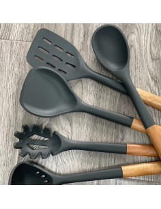 Juego de Utensilios de Cocina de Silicona AVGPD Grande Negro 2