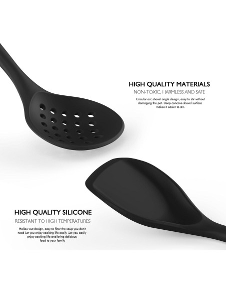 Juego de Utensilios de Cocina de Silicona AVGPD Grande Negro
