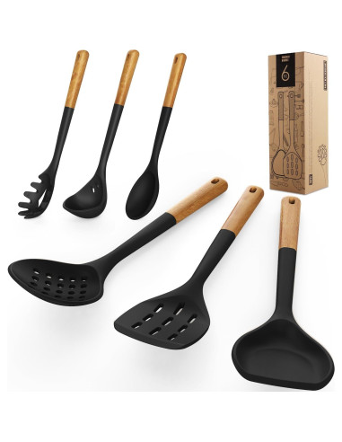 Juego de Utensilios de Cocina de Silicona AVGPD Grande Negro