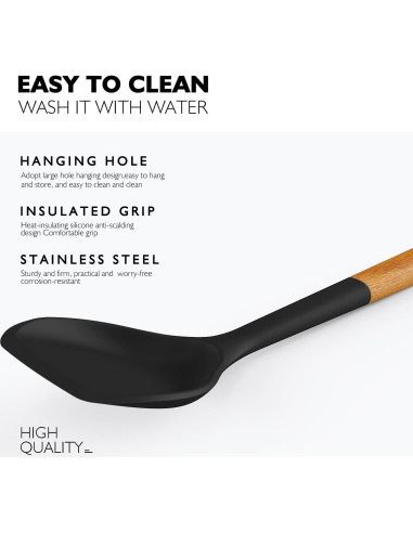 Juego de Utensilios de Cocina de Silicona AVGPD Grande Negro