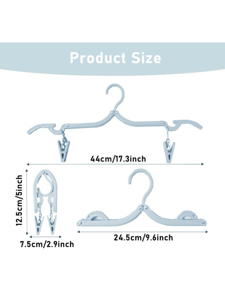 24 Perchas de Viaje CasaVibe Plegables con Clips Antideslizantes