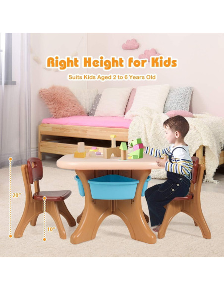 Conjunto de Mesa y Sillas para Niños Costzon, 3 Piezas, Café