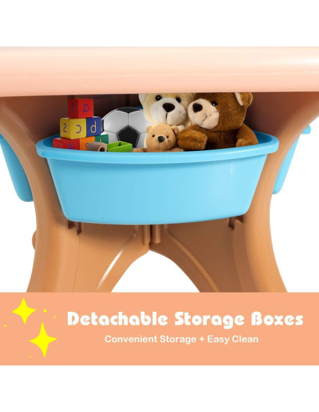 Conjunto de Mesa y Sillas para Niños Costzon, 3 Piezas, Café