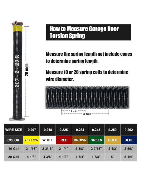 Juego de Resortes de Torsión para Puerta de Garaje YINKCO 50.8 cm