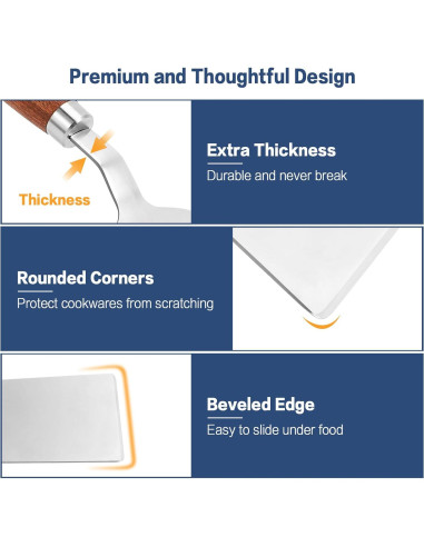 Espátula de Acero Inoxidable Vayvnt con Mango de Madera 28.8cm