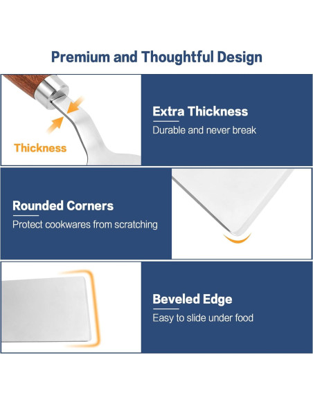 Espátula de Acero Inoxidable Vayvnt con Mango de Madera 28.8cm