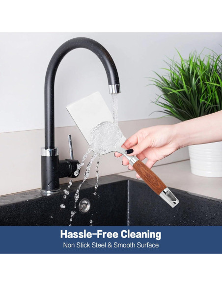 Espátula de Acero Inoxidable Vayvnt con Mango de Madera 28.8cm