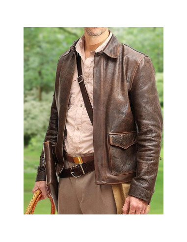 Chaqueta de Cuero Vintage Marrón Bomber Harrison Jones Hombre