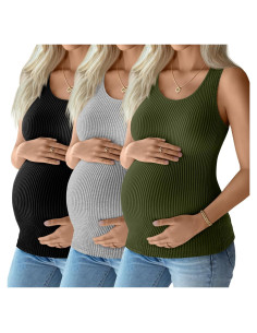 Paquete de 3 Camisetas Sin Mangas Maternidad Algodón Verano