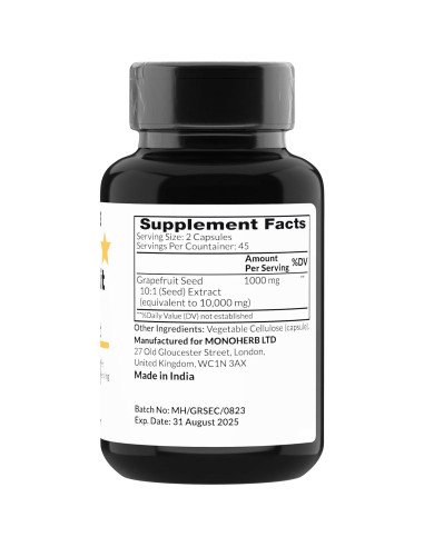 Extracto de Semilla de Pomelo Monoherb 1000 mg - 90 Cápsulas Vegetarianas