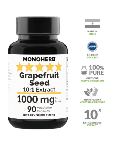 Extracto de Semilla de Pomelo Monoherb 1000 mg - 90 Cápsulas Vegetarianas