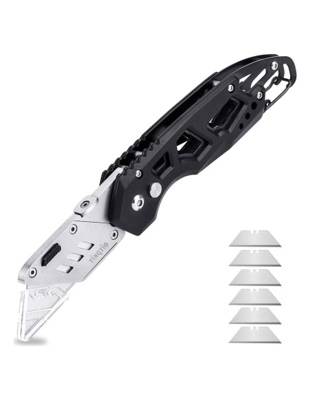 Cuchillo Cortador de Cajas Tingtio Plegable con 13 Cuchillas SK5