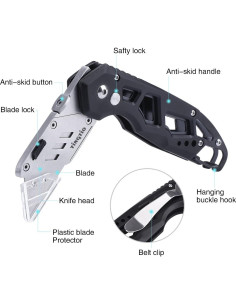 Cuchillo Cortador de Cajas Tingtio Plegable con 13 Cuchillas SK5 2