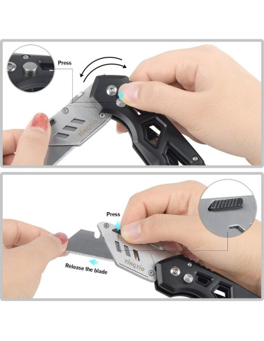 Cuchillo Cortador de Cajas Tingtio Plegable con 13 Cuchillas SK5