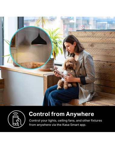 Interruptor Regulador Inteligente Kasa HS220, Negro, Wi-Fi 2.4GHz