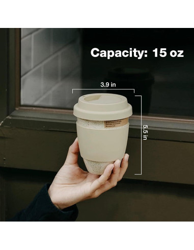 Taza de Cerámica de Viaje Gencywe 396g Reutilizable 15oz