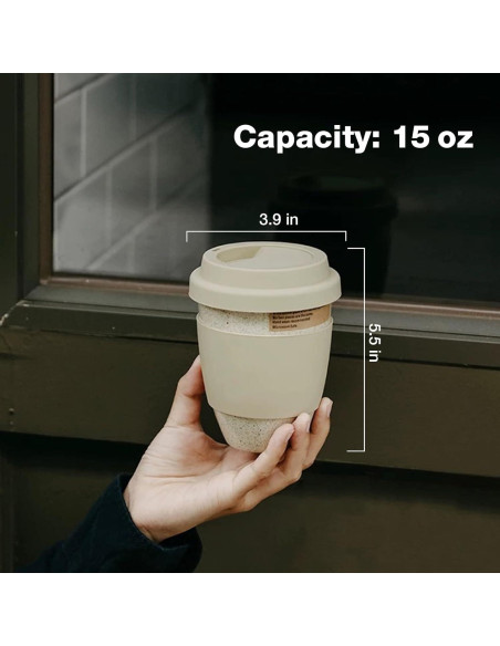 Taza de Cerámica de Viaje Gencywe 396g Reutilizable 15oz