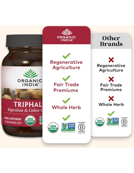 Cápsulas Triphala Orgánicas INDIA ORGÁNICA - 90 Unidades