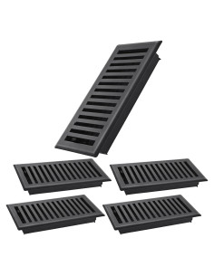 Paquete de 5 rejillas de piso Flowild 10x25 cm Negro mate
