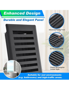 Paquete de 5 rejillas de piso Flowild 10x25 cm Negro mate 2