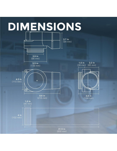 Acoplamiento de Ventilación de Secadora Magnético Jeevony DV90 0.79m