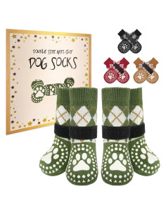 Calcetines Antideslizantes para Perros BEAUTYZOO - L Verde a Cuadros