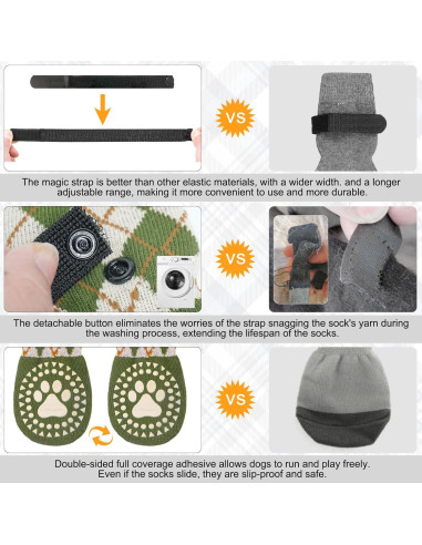 Calcetines Antideslizantes para Perros BEAUTYZOO - L Verde a Cuadros