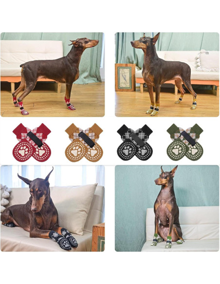 Calcetines Antideslizantes para Perros BEAUTYZOO - L Verde a Cuadros