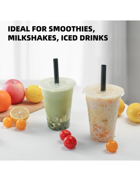 25 Vasos de Plástico Desechables 16oz LUCDNC con Tapas y Pajitas