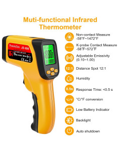 Pistola Termómetro Infrarrojo PyractoZion JD-05K -50C a 800C 2