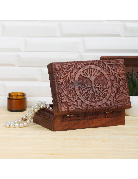 Caja de Joyería de Madera Sheesham ARTISENIA 20x12 cm