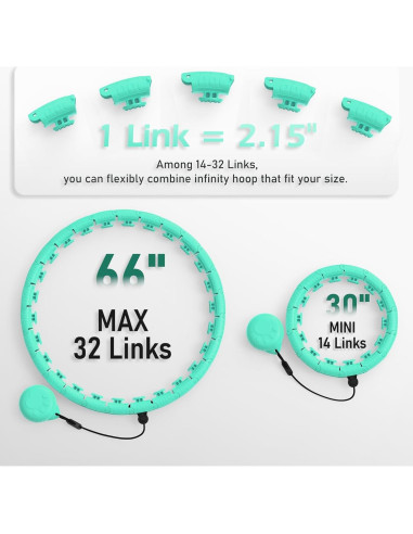 Aro de Hula Ponderado JLoibao D5-C 168 cm 32 Enlaces Ajustables