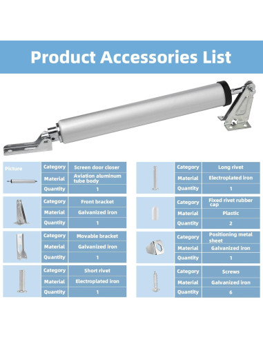 Cierrapuertas Neumático Dluno Plateado Ajustable 25-50 KG