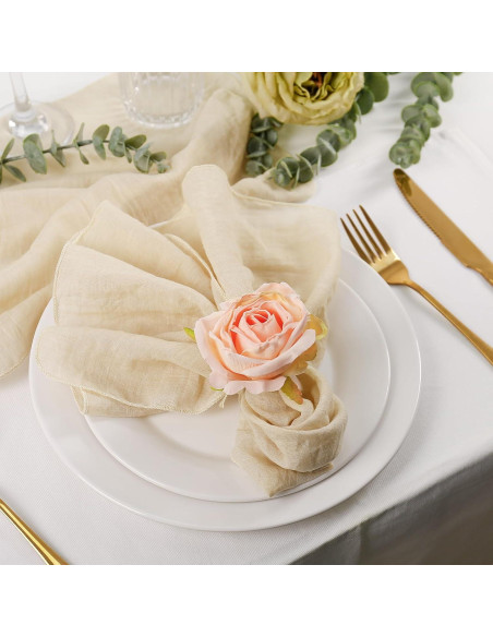Juego de 8 Anillos de Servilleta de Rosa Hechos a Mano