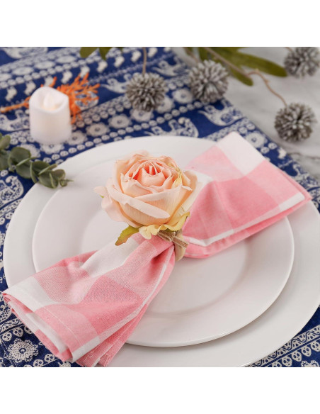Juego de 8 Anillos de Servilleta de Rosa Hechos a Mano
