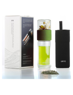 Botella de Infusión de Té Ukiyo Sense Verde 248 ml Doble Pared
