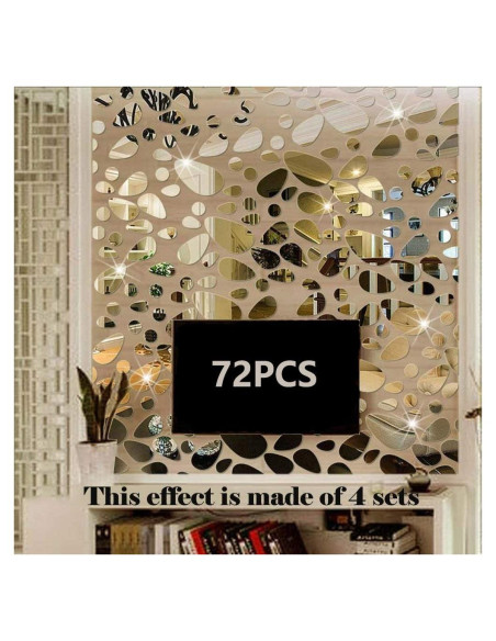 Calcomanías de Espejo TTSAM 72 Piezas Decoración Plata