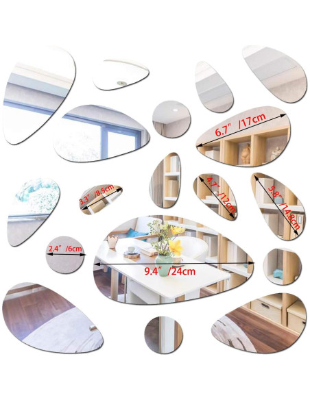 Calcomanías de Espejo TTSAM 72 Piezas Decoración Plata
