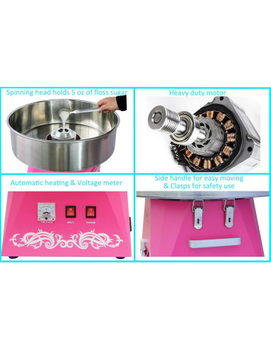 Máquina de Algodón de Azúcar ANFIRE Eléctrica 1080W Rosa