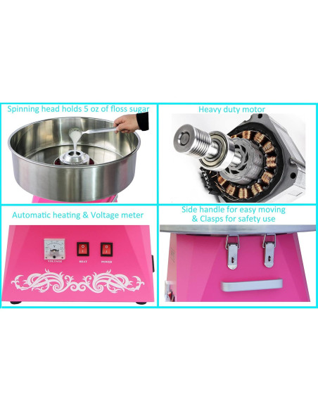 Máquina de Algodón de Azúcar ANFIRE Eléctrica 1080W Rosa