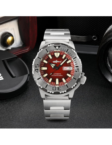 Reloj de buceo automático Heimdallr NH36A 200M acero inoxidable