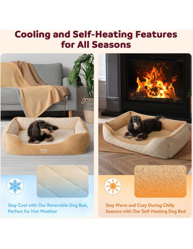 Cama ortopédica para perros medianos Tail&Tale - Espuma viscoelástica, forro impermeable, funda lavable