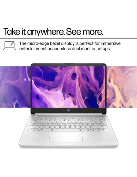 Laptop HP 14" Intel N150 16GB RAM 384GB Almacenamiento Plata