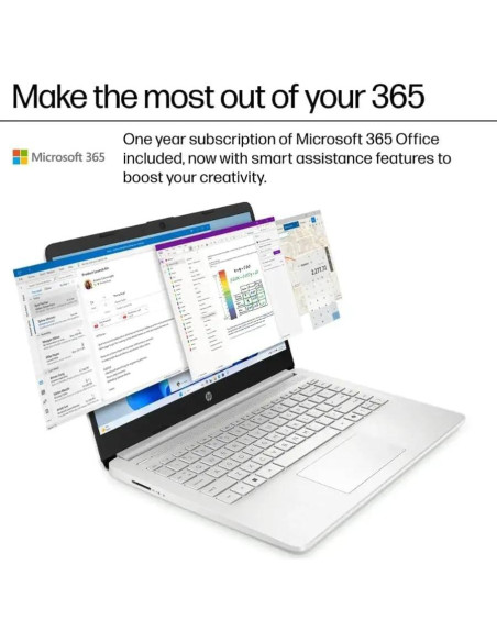 Laptop HP 14" Intel N150 16GB RAM 384GB Almacenamiento Plata
